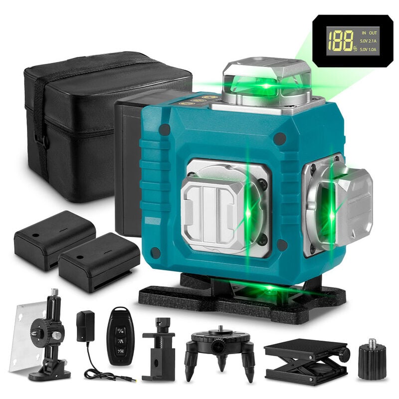 foto del prodotto livella laser 4 x 360 , strumento di livellamento incrociato autolivellante 4d 16 linee laser 25 m lk 808