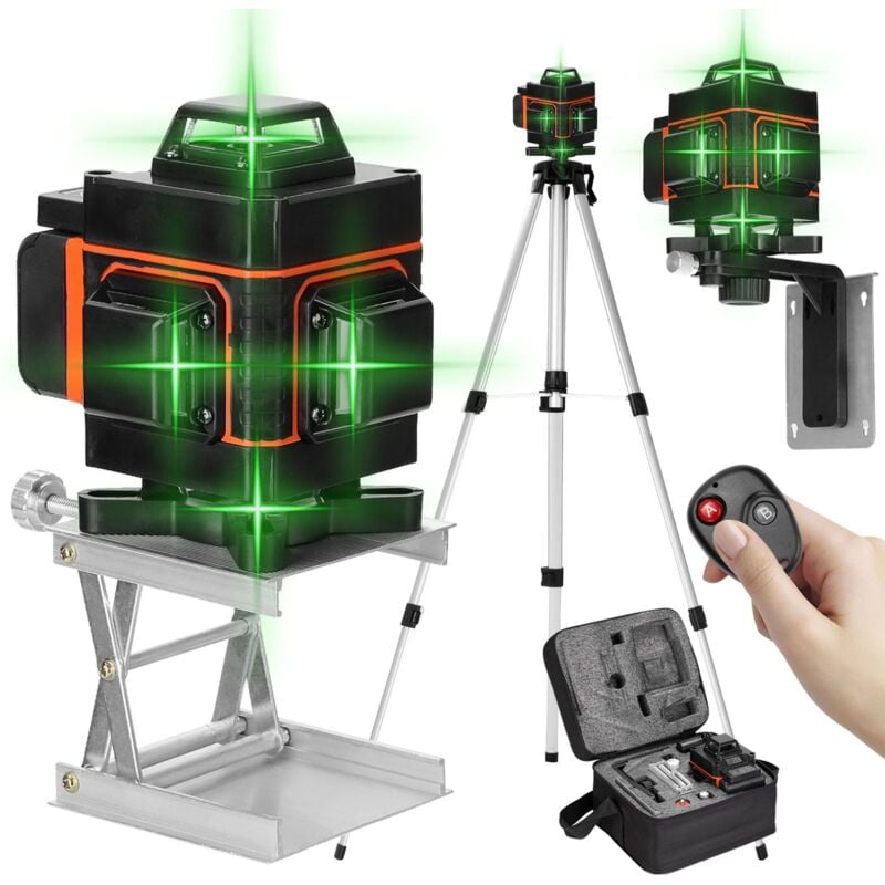 foto del prodotto livella laser, strumento di livellamento verticale orizzontale a 16 linee 4d a 360 con funzione di autolivellamento con treppiede da 1,2 m, 2