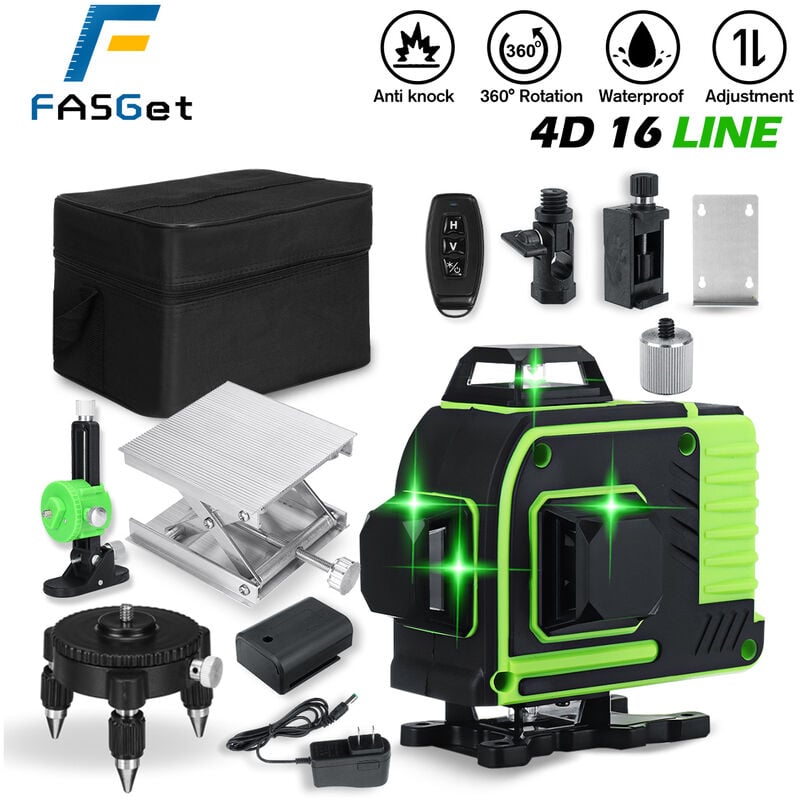 foto del prodotto livello laser 16 linee 360 linea verde 4d croce laser verticale orizzontale misura autolivellante