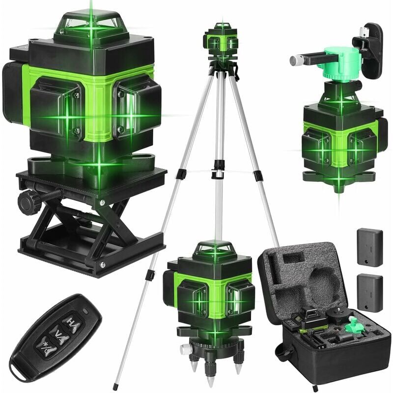 foto del prodotto livello laser a 16 linee ip54 batteria potente, treppiede telescopico e kit completo inclusi per un installazione precisa e veloce