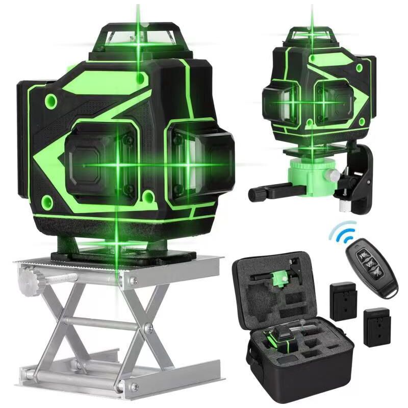 foto del prodotto livello laser a 360 gradi con livellamento automatico della linea trasversale a luce verde, linea verticale orizzontale a 360 gradi commutabile, 16
