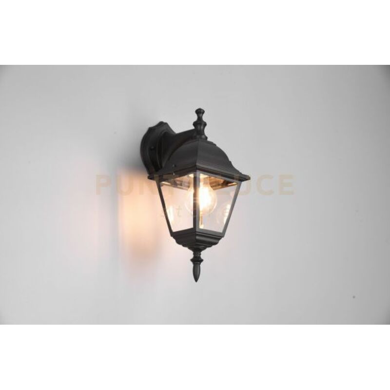 foto del prodotto livenza applique da esterno down 4 lati fusione di alluminio nera e vetro trasparente h. 33cm ip44 1 luce attacco e27