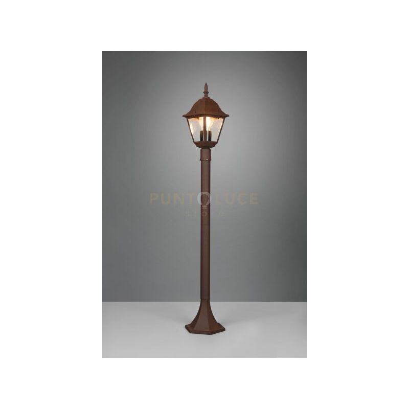 foto del prodotto livenza palo da esterno 4 lati fusione di alluminio ruggine e vetro trasparente h. 100cm ip44 1 luce attacco e27