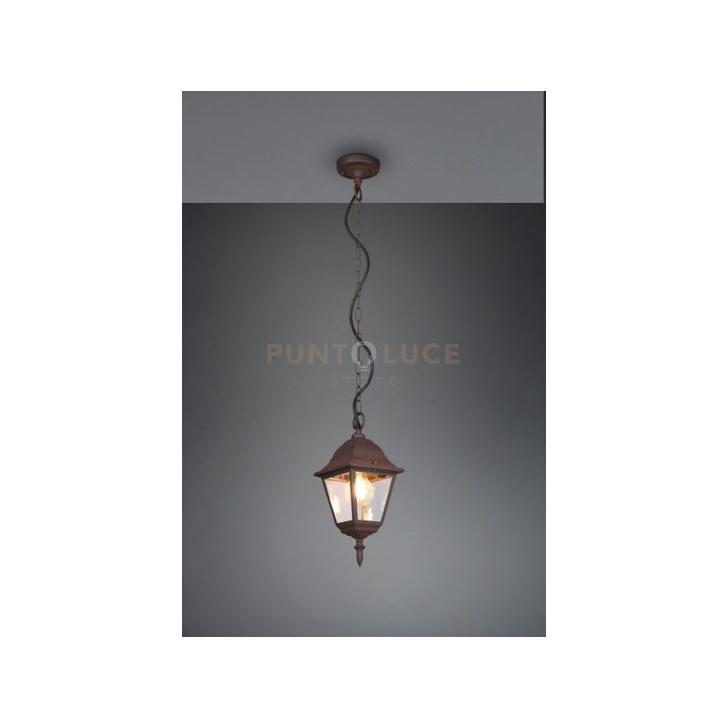 foto del prodotto livenza sospensione da esterno 4 lati fusione di alluminio ruggine e vetro trasparente h. 83cm ip44 1 luce attacco e27