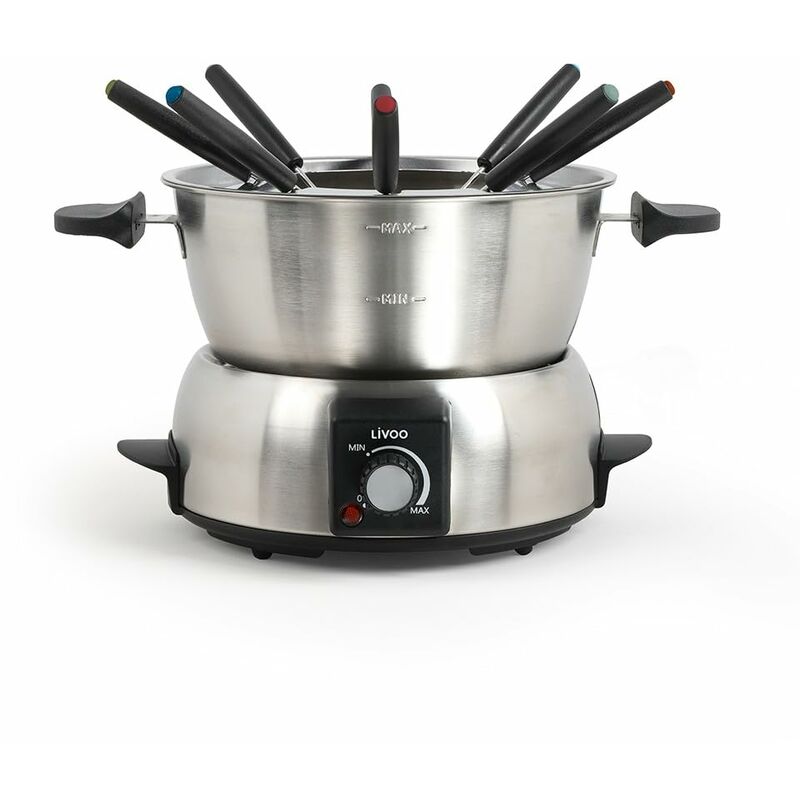 foto del prodotto livoo doc263 electric fondue machine, stainless metal, grey