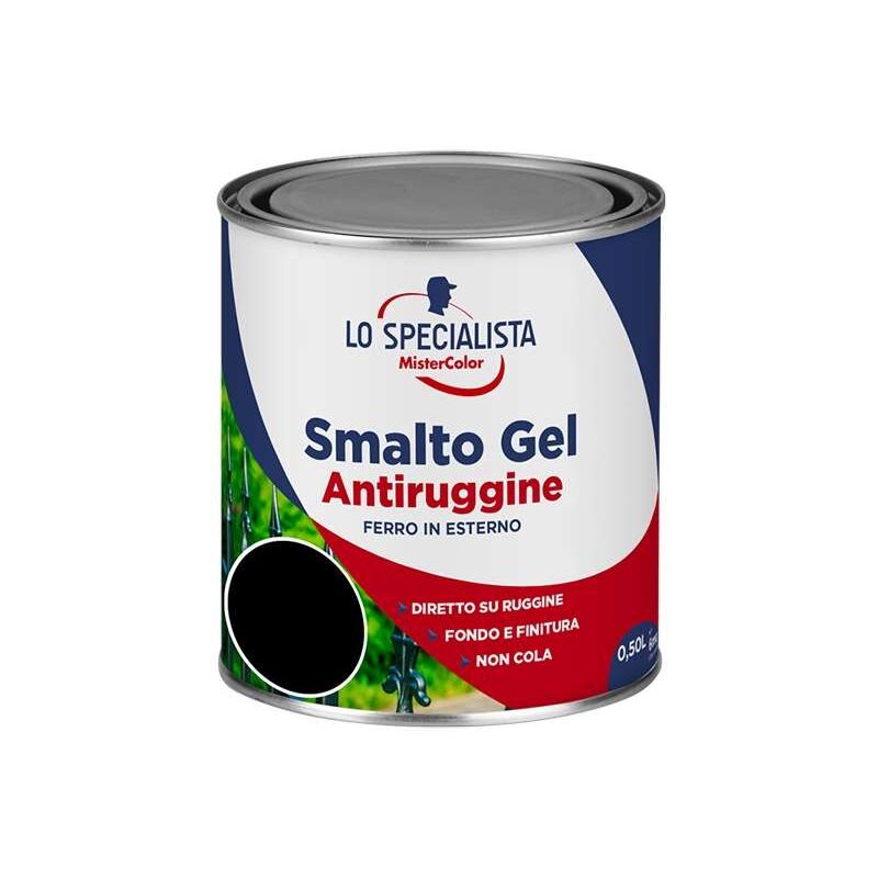 foto del prodotto lo specialista smalto a solvente antiruggine nero 0,5 l