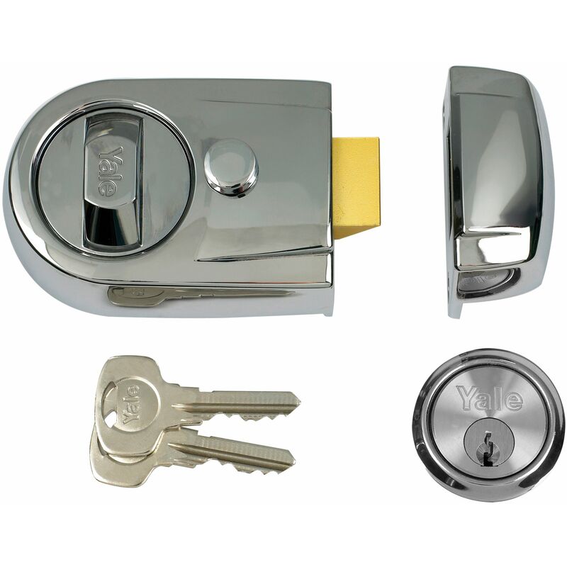 foto del prodotto locks y3 serratura moderna nightlatch, finitura cromata lucida, 30 mm yale