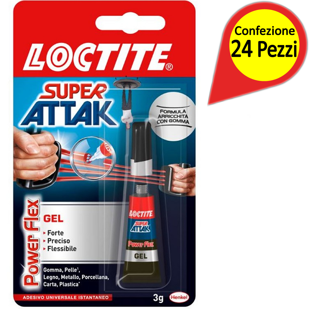 foto del prodotto loctite super attak maxi power flex confezione da 24 blister da 3 gr ciascuno