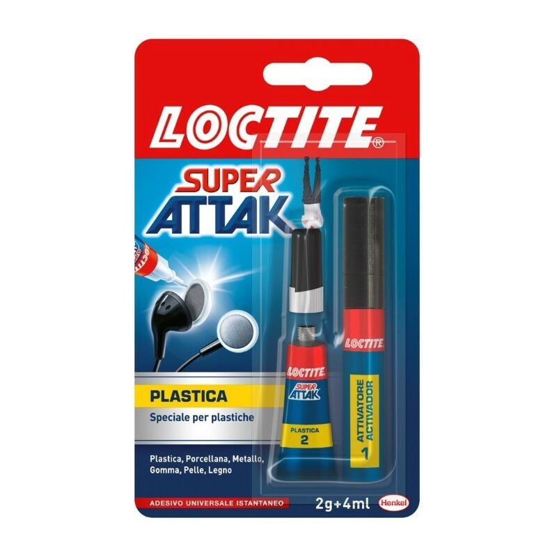 foto del prodotto loctite super attak plastica colla istantanea per plastica attivatore 2g 4ml