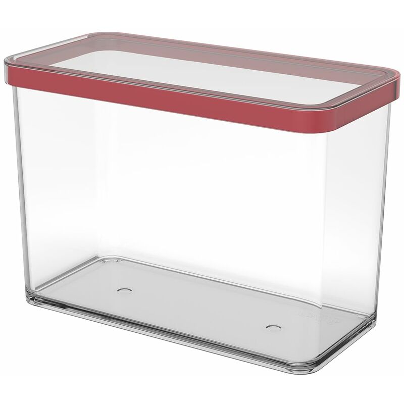 foto del prodotto loft contenitore rettangolare con coperchio e guarnizione, plastica san senza bpa, trasparente rosso, 2.1 l, 20.0 x 10.0 x 14.2 cm rotho