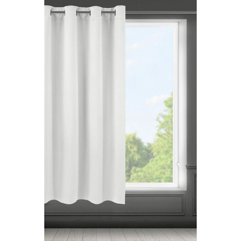 foto del prodotto logan tenda oscurante 1 unit , occhielli, blocco della luce, oscuramento della stanza, camera da letto, soggiorno, 140x175 cm, bianco eurofirany
