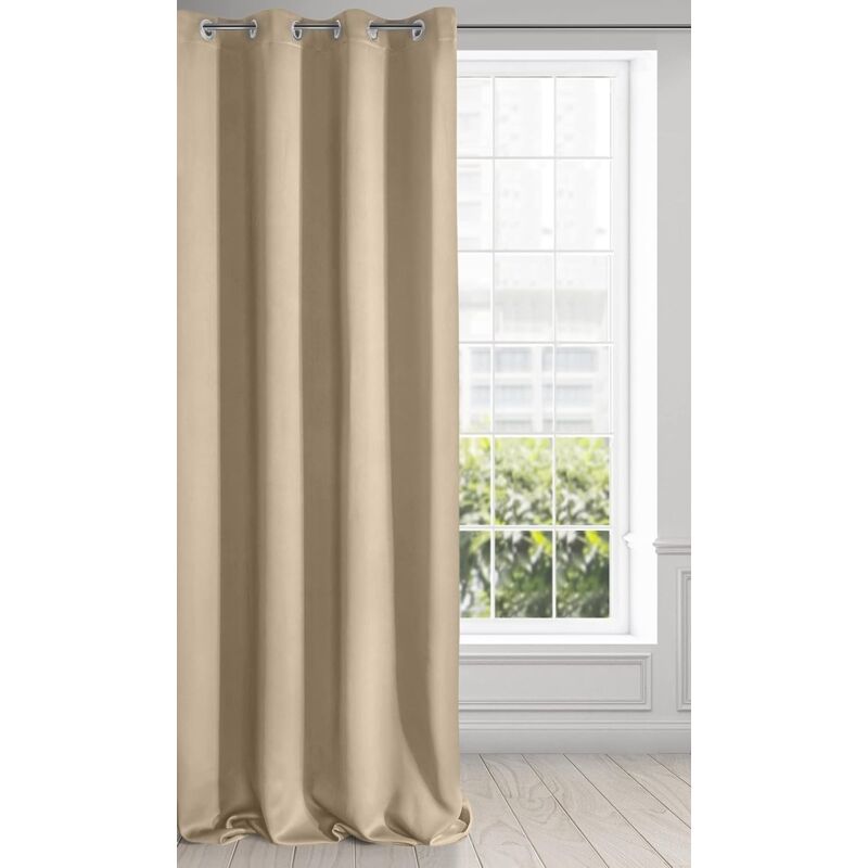 foto del prodotto logan tenda oscurante extra lunga 1 unit , occhielli, blocco della luce, oscuramento della stanza, camera da letto, soggiorno, 140x270 cm, beige