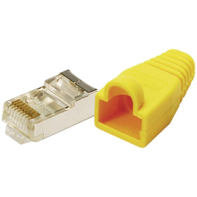 foto del prodotto logilink mp0015 connettore rj45 cat 5e, schermato mp0015 spina dritta poli 8p8c giallo 100 pz.