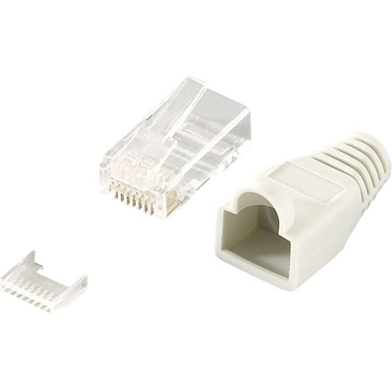 foto del prodotto logilink mp0023 connettore rj45 cat 6, non schermato mp0023 spina dritta poli 8p8c grigio 100 pz.