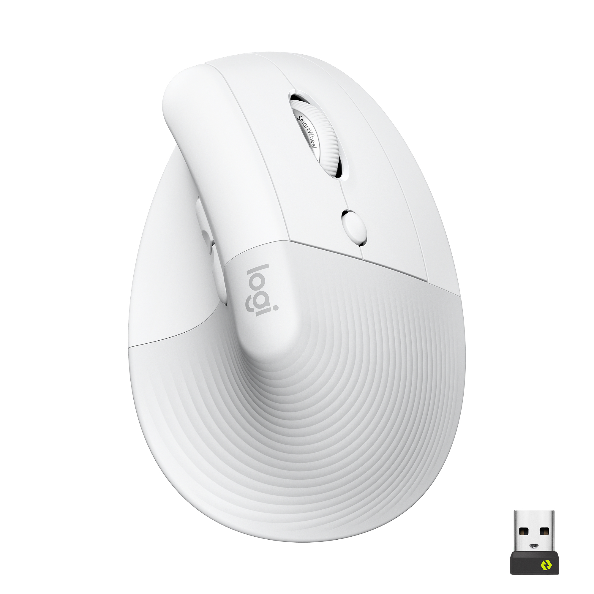 foto del prodotto logitech lift mouse ergonomico verticale, senza fili, ricevitore bluetooth o logi bolt usb, clic silenziosi, 4 tasti, compatibile con windows macos ipados, laptop, pc. bianco