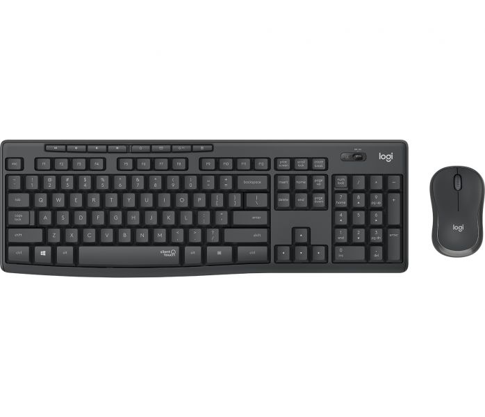 foto del prodotto logitech mk295 kit mouse e tastiera wireless tecnologia silenttouch, tastierino numerico, tasti scelta rapida, tracciamento ottico avanzato, ricevitore usb nano, senza lag, meno 90 di rumore