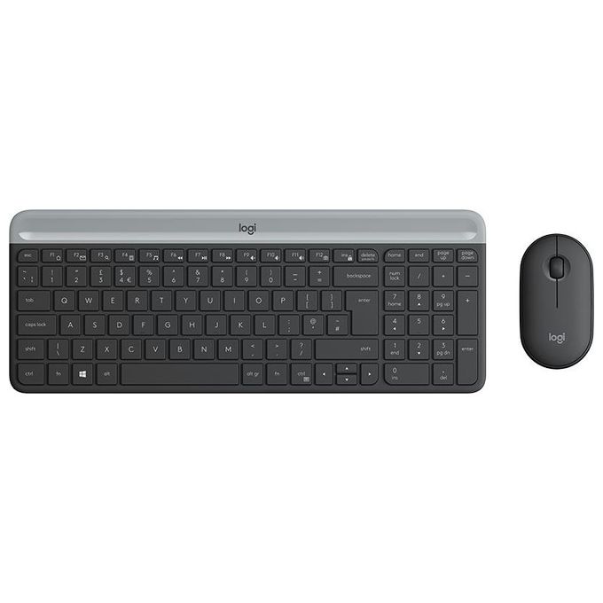 foto del prodotto logitech mk470 kit tastiera wireless sottile e mouse compatto a basso profilo funzionamento silenzioso layout italiano qwerty nero