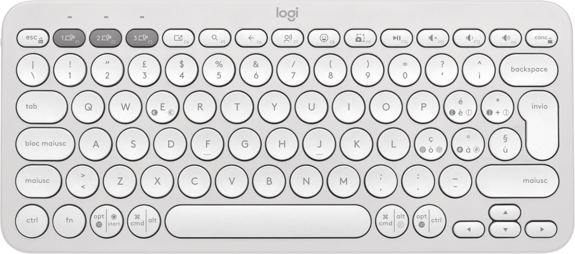 foto del prodotto logitech pebble keys 2 k380s tastiera universale rf senza fili bluetooth qwerty italiano bianco
