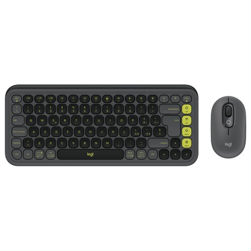 foto del prodotto logitech pop icon combo tastiera mouse incluso universale bluetooth qwerty indiano grafite, verde