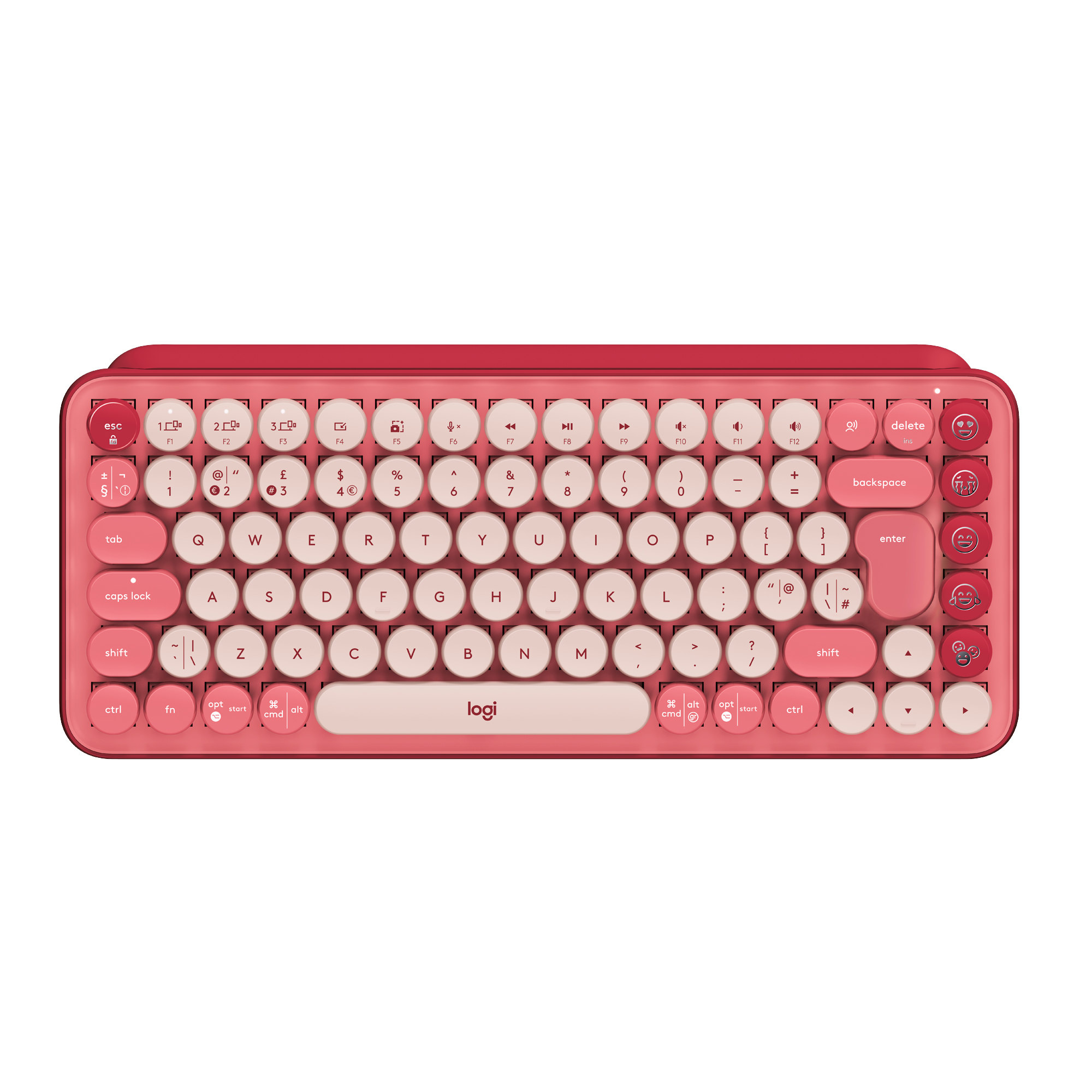 foto del prodotto logitech pop keys tastiera meccanica wireless con tasti emoji personalizzabili, design compatto durevole, connettivit bluetooth o usb, compatibilit multidispositivo e os heartbreaker