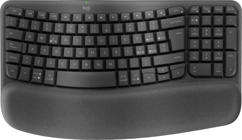foto del prodotto logitech wave keys tastiera ufficio rf senza fili bluetooth qwerty italiano grafite