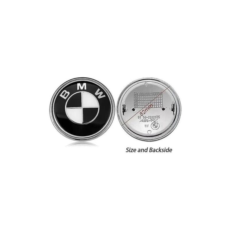 foto del prodotto logo cofano anteriore e posteriore bmwnormal nero e bianco82mm4 confezioni