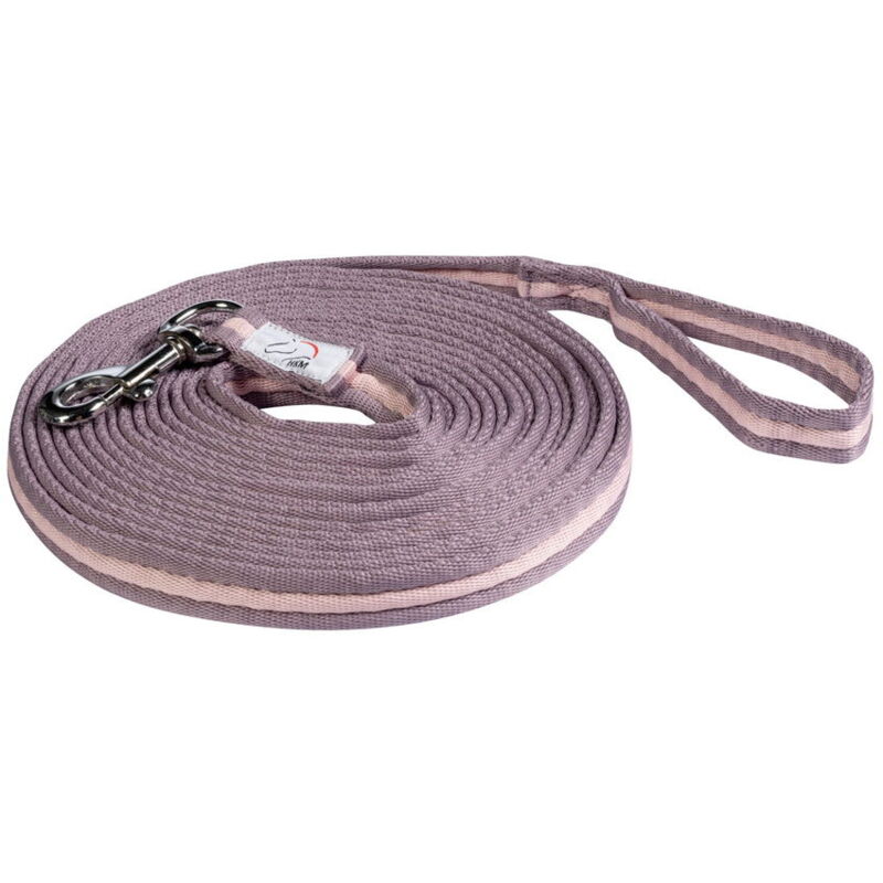 foto del prodotto longia equitazione extra morbida 8 m con moschettone modello catherine 800 cm, rosa chiaro e rosa malva
