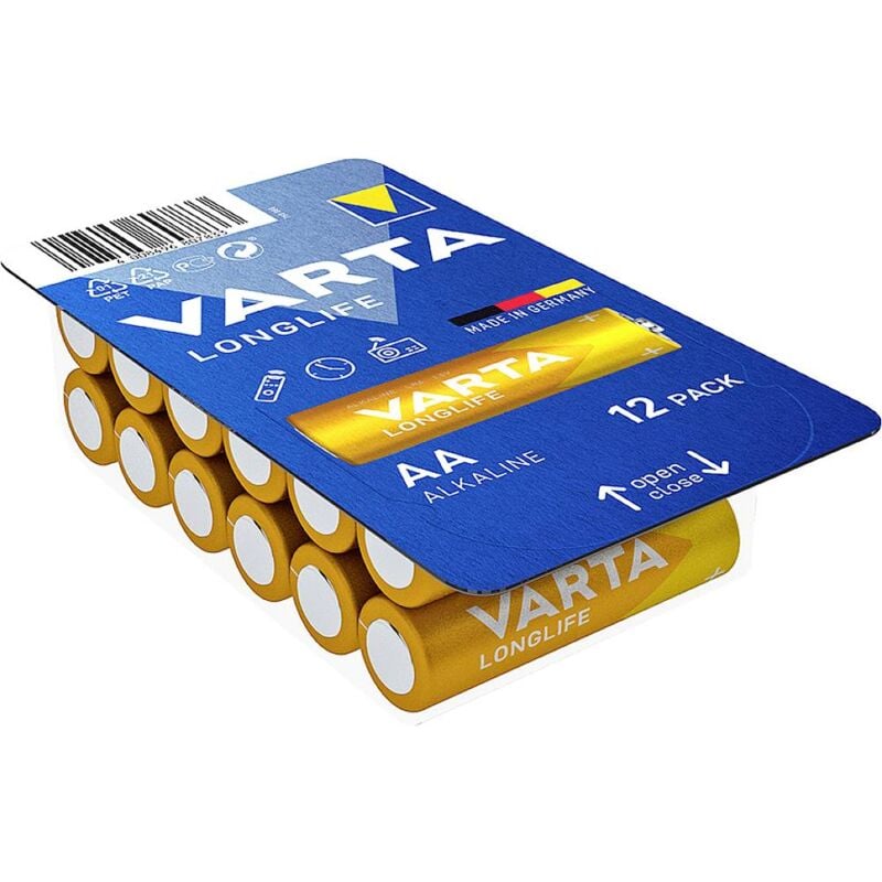 foto del prodotto longlife aa big box 12 batteria stilo aa alcalina manganese 2800 mah 1.5 v 12 pz. varta