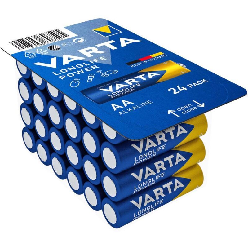 foto del prodotto longlife power aa big box 24 batteria stilo aa alcalina manganese 1.5 v 24 pz. varta