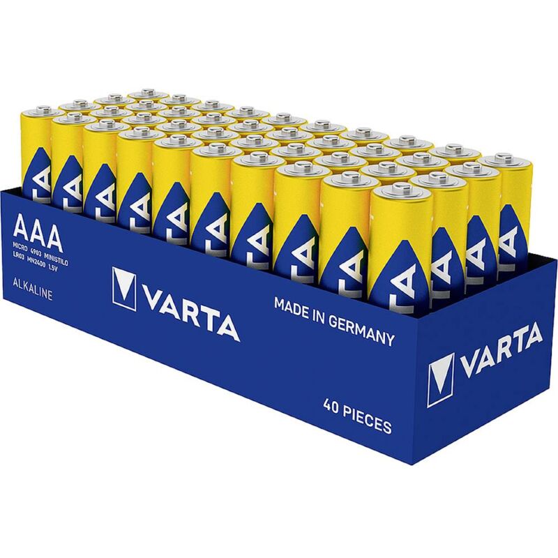 foto del prodotto longlife power aaa tray 40 batteria ministilo aaa alcalina manganese 1.5 v 40 pz. varta