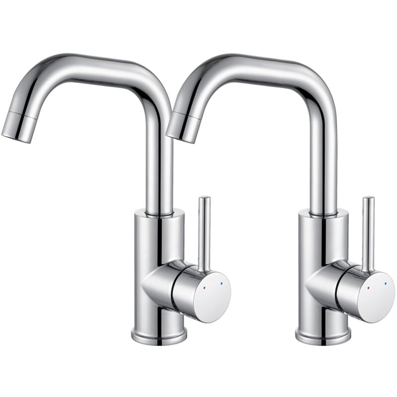 foto del prodotto lonheo 2 pcs rubinetto lavabo girevole a 360 miscelatore lavabo bagno, rubinetto bagno a risparmio idrico con aeratore rimovibile, cromato