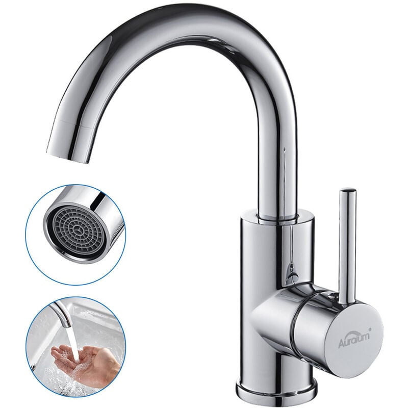 foto del prodotto lonheo auralum miscelatore lavabo girevole a 360 gradi, rubinetto bagno lavabo in ottone con tubo flessibile da 60cm, per lavelli di bagno e