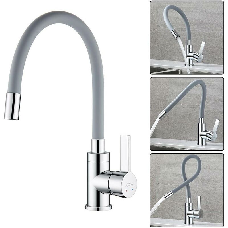 foto del prodotto lonheo auralum rubinetto cucina flessibile, miscelatore cucina girevole a 360 , rubinetto lavello cucina con tubo flessibile pieghevole e