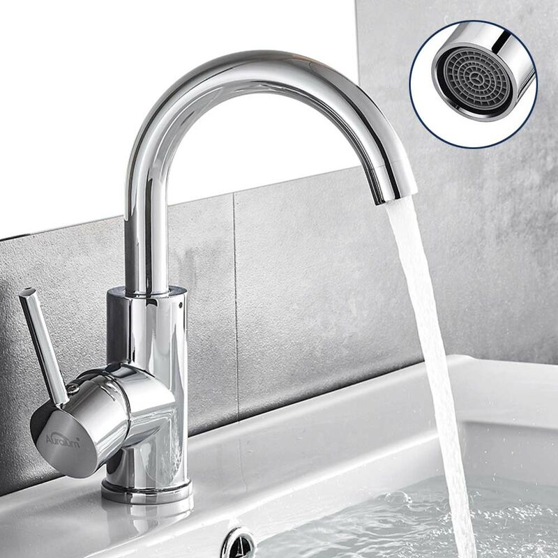 foto del prodotto lonheo auralum rubinetto lavabo girevole a 360 gradi, miscelatore monocomando alto ottone, rubinetto bagno lavabo con aeratore rimovibile y