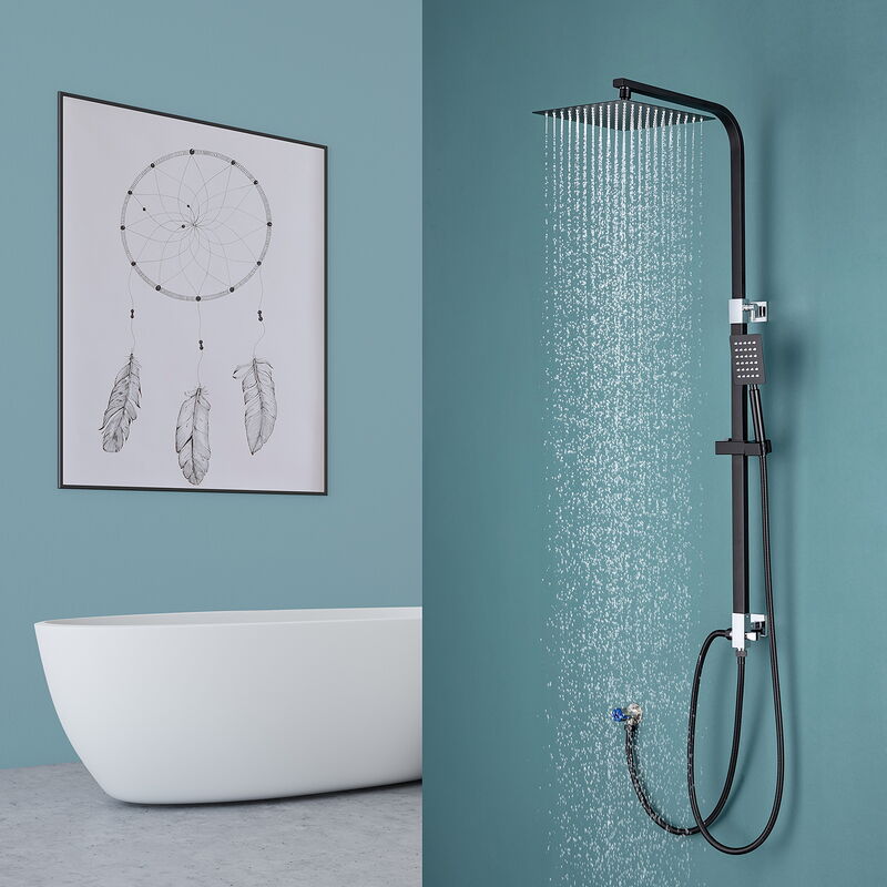 foto del prodotto lonheo colonna doccia senza miscelatore acciaio inox cromato con soffione a pioggia e doccetta asta doccia regolabile 3 funzioni set doccia