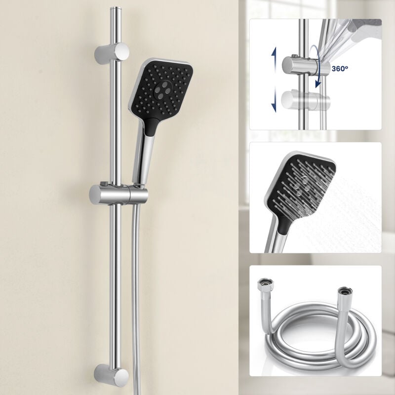 foto del prodotto lonheo max asta doccia con doccetta con 3 tipi di getto doccetta set doccia regolabile sistema doccia in acciaio inox cromato