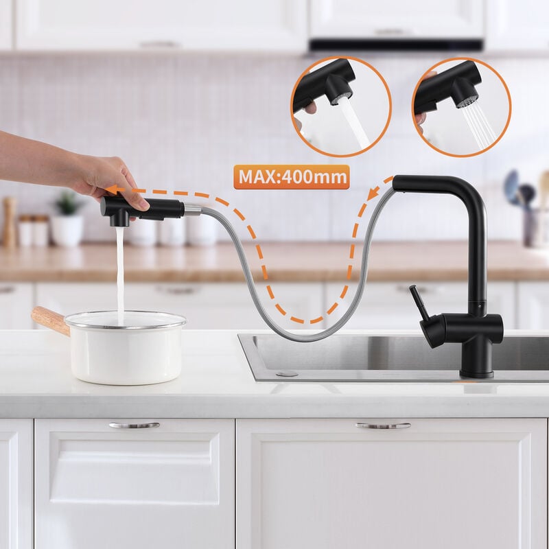 foto del prodotto lonheo max lonheo rubinetto da cucina con doccetta estraibile con 2 modalit girevole 360 miscelatore monocomando per lavello acqua fredda e