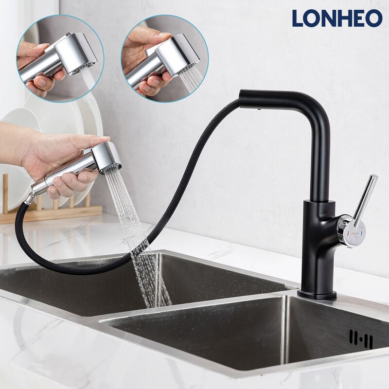 foto del prodotto lonheo max lonheo rubinetto lavello cucina con doccetta estraibile, girevole a 360 miscelatore cucina con spruzzatore a 2 funzioni, rubinetti