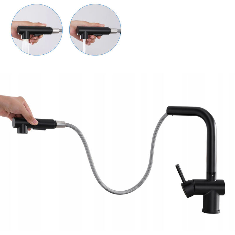 foto del prodotto lonheo max rubinetto da cucina girevole a 360 con doccetta estraibile 40cm in acciaio inossidabile 7 form miscelatore monocomando per lavello con