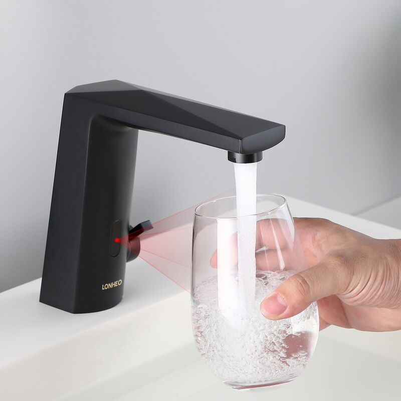 foto del prodotto lonheo rubinetto ad infrarossi automatico con sensore, miscelatore moderna per lavabo bagno nero