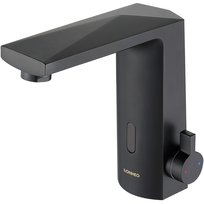 foto del prodotto lonheo rubinetto automatico con sensore ad infrarossi miscelatore acqua calda e fredda per lavabo bagno, rubinetto a infrarossi per lavello