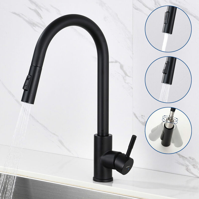 foto del prodotto lonheo rubinetto cucina con 2 funzioni doccetta estraibile 40cm in acciaio inox miscelatore monocomando lavello girevole a 360 acqua fredda e