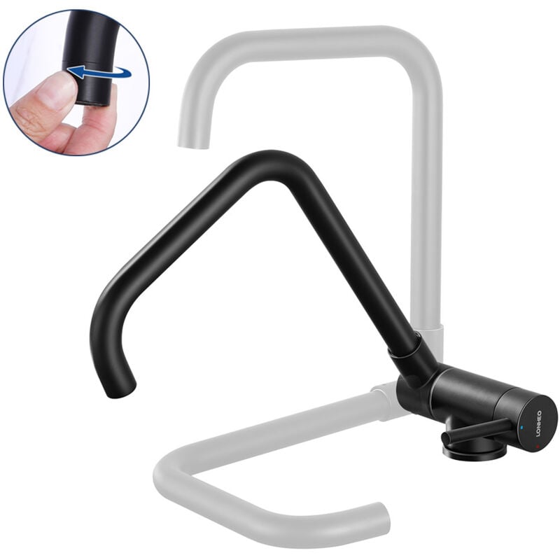 foto del prodotto lonheo rubinetto cucina pieghevole fino 180 girevole a 360, rubinetto da cucina sottofinestra in acciaio inox, miscelatore monocomando per lavello,
