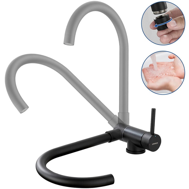 foto del prodotto lonheo rubinetto cucina pieghevole girevole a 360 in acciaio inossidabile miscelatore lavello per sottofinestra con l aeratore removibile per acqua