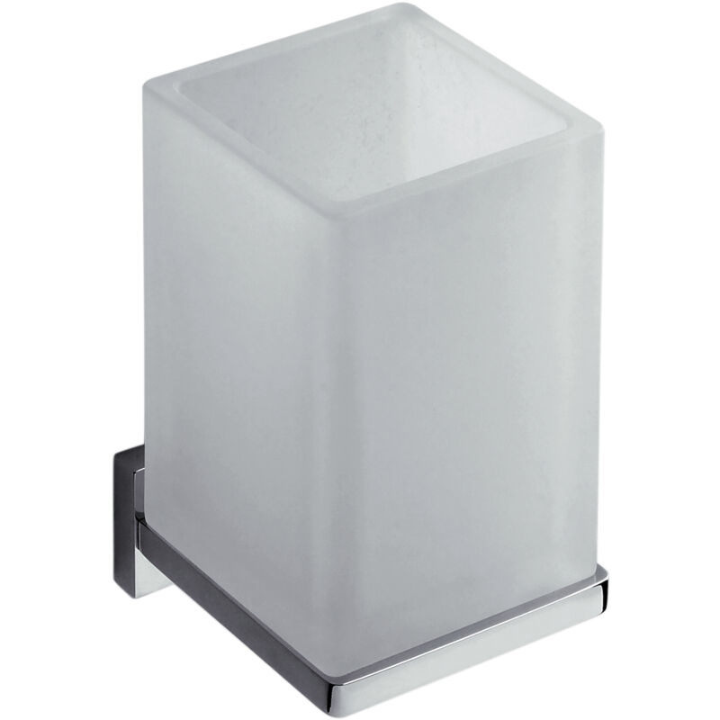 foto del prodotto look b1602 porta bicchiere parete van bm portabicch bianco op vetro acidato natur codice prod b16020bm van colombo design