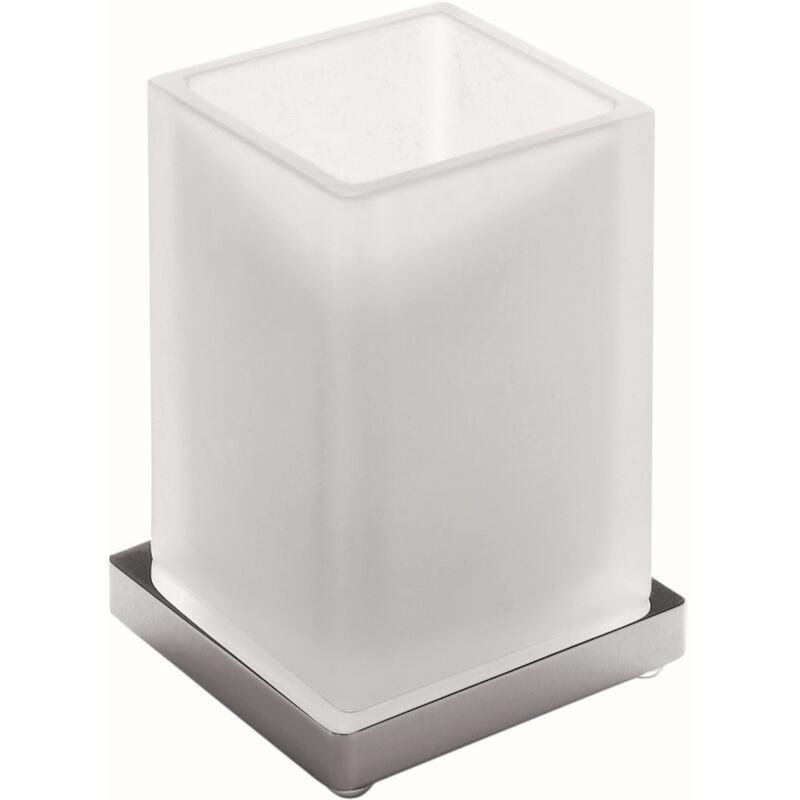 foto del prodotto look porta bicchiere d appoggio vetro satinato cromato codice prod b16410cr van colombo design