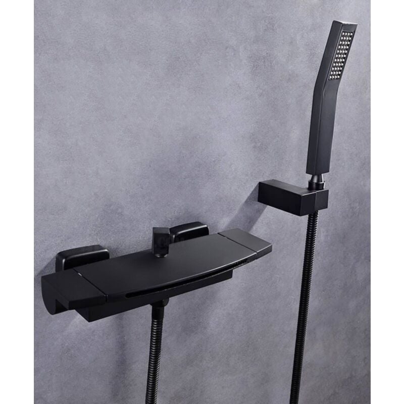 foto del prodotto lookshop - miscelatore a parete per vasca e doccia, cascade - nero