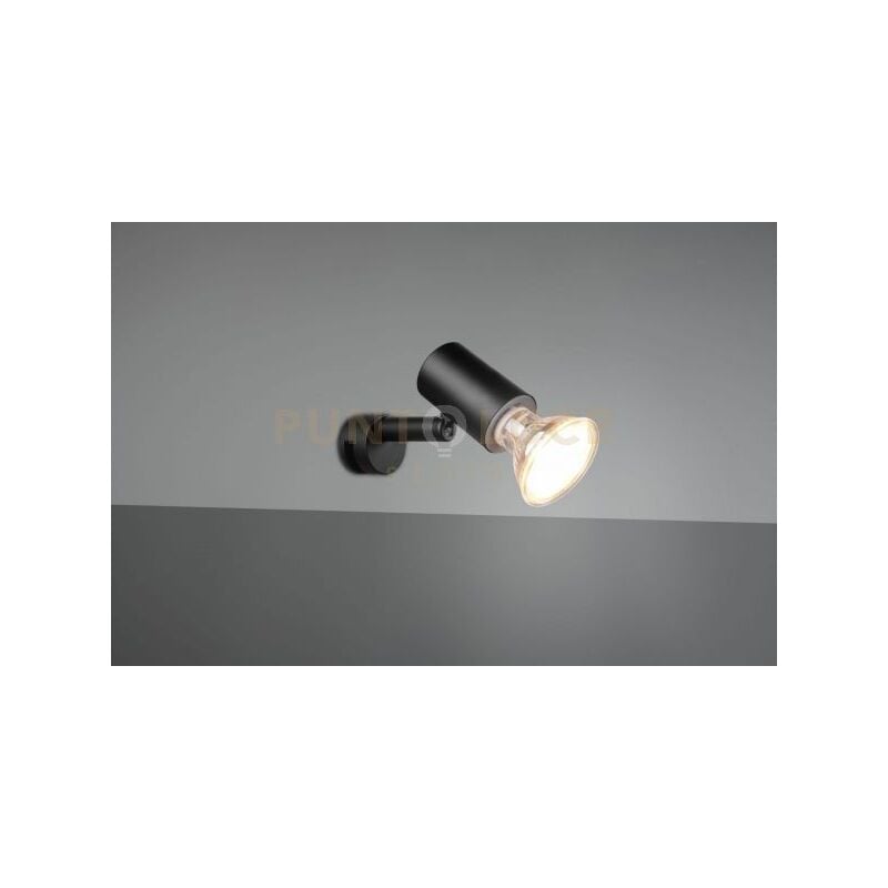 foto del prodotto lorenzo h2o applique spot orientabile nero da applicare su specchio ip44 con interruttore p. 10cm 1 luce attacco gu10