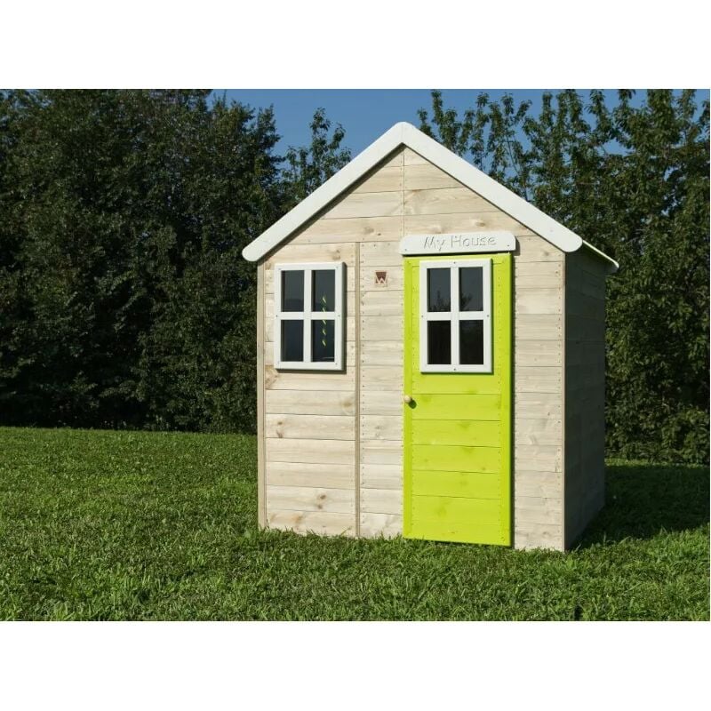 foto del prodotto losa legnami casetta bambini bamby 120x120x155h abete colorato grigio verde mela losa