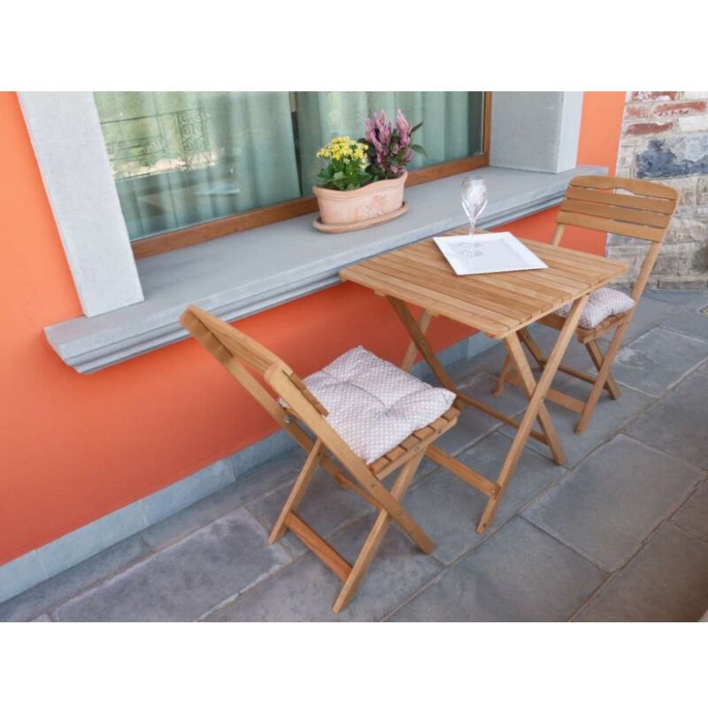 foto del prodotto losa legnami tavolo con due sedie in legno bistrot cannes